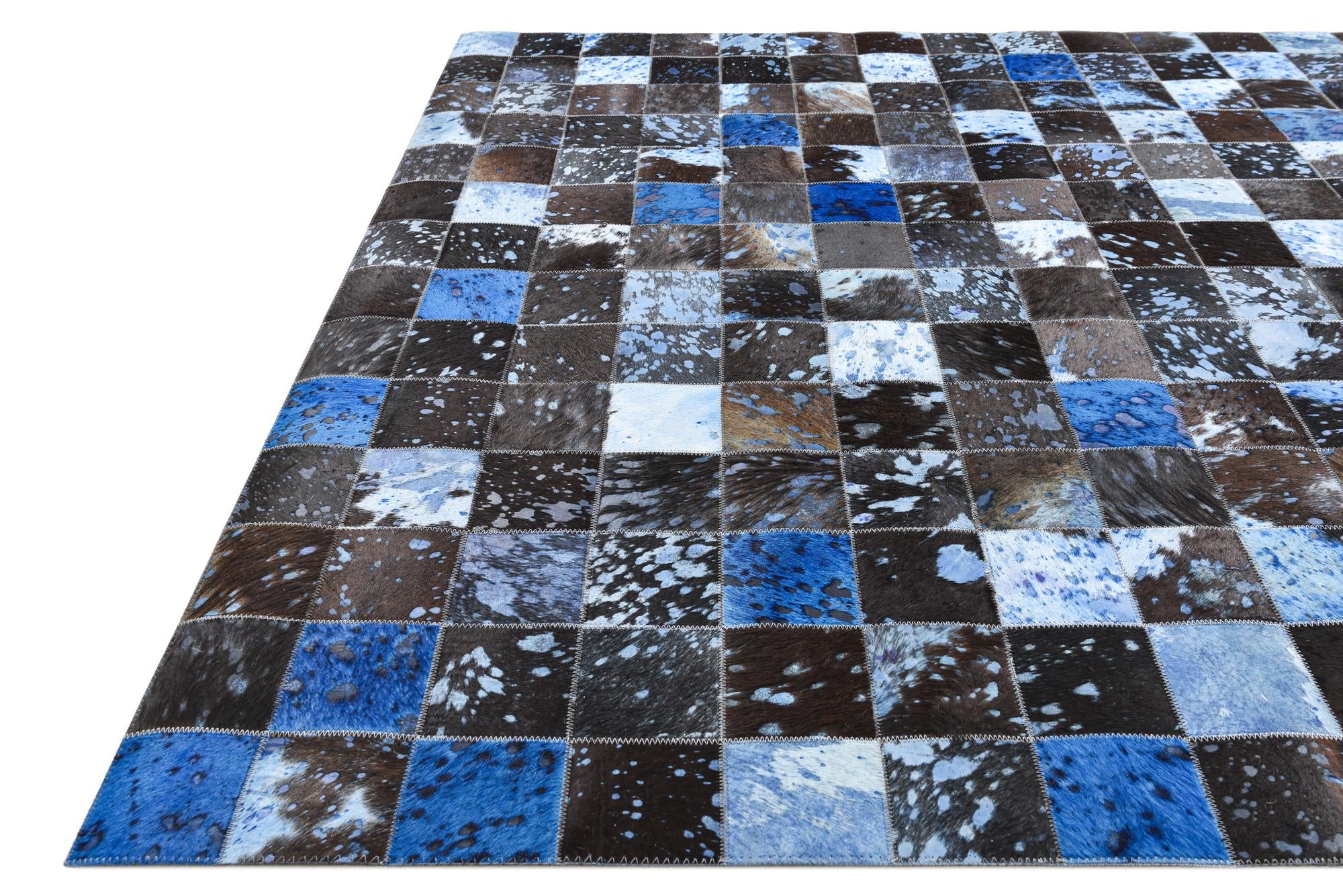 4' 7 x 6' 6 Cowhide Leather Rug