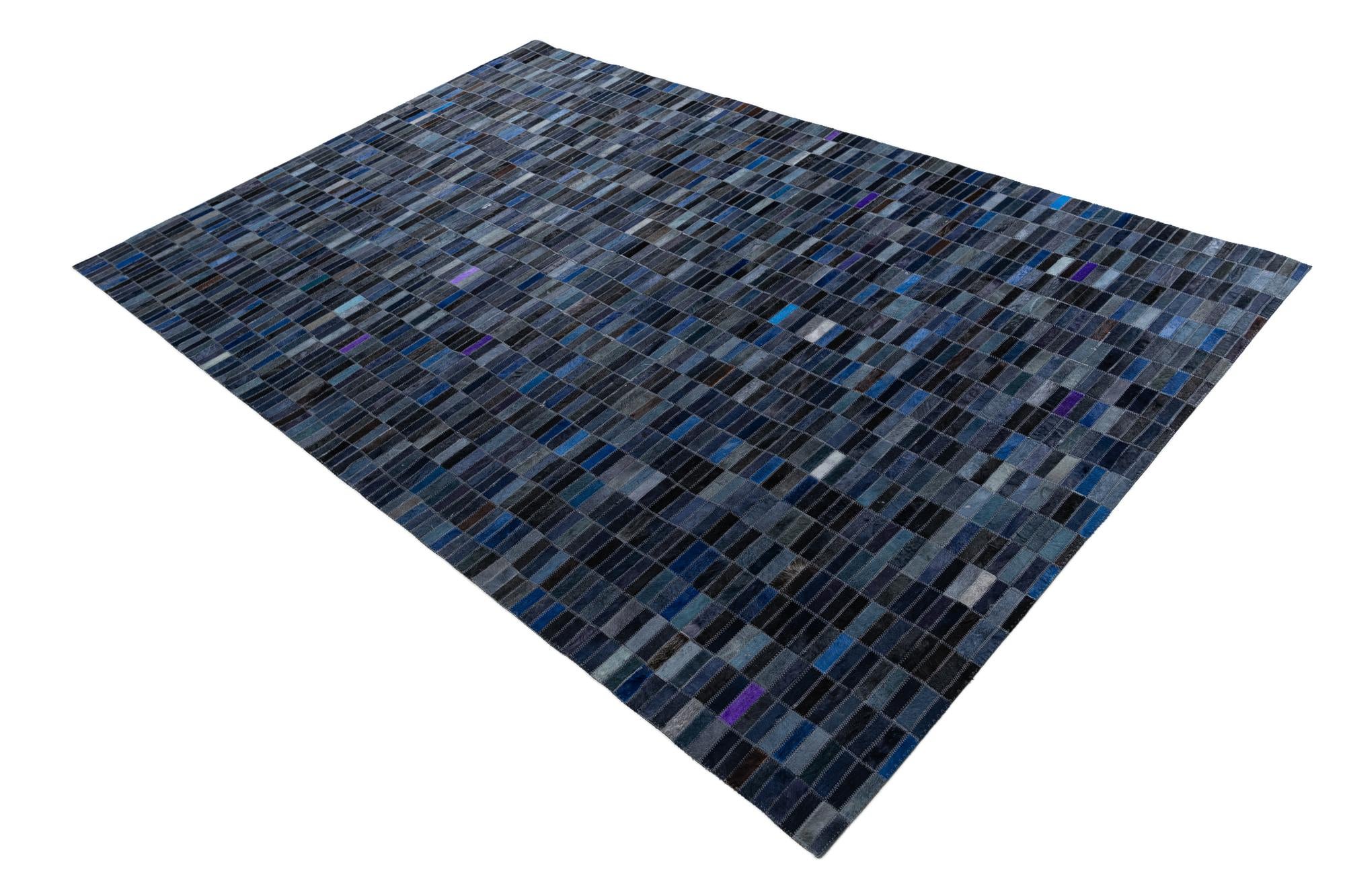 5' 2 x 7' 10 Cowhide Leather Rug