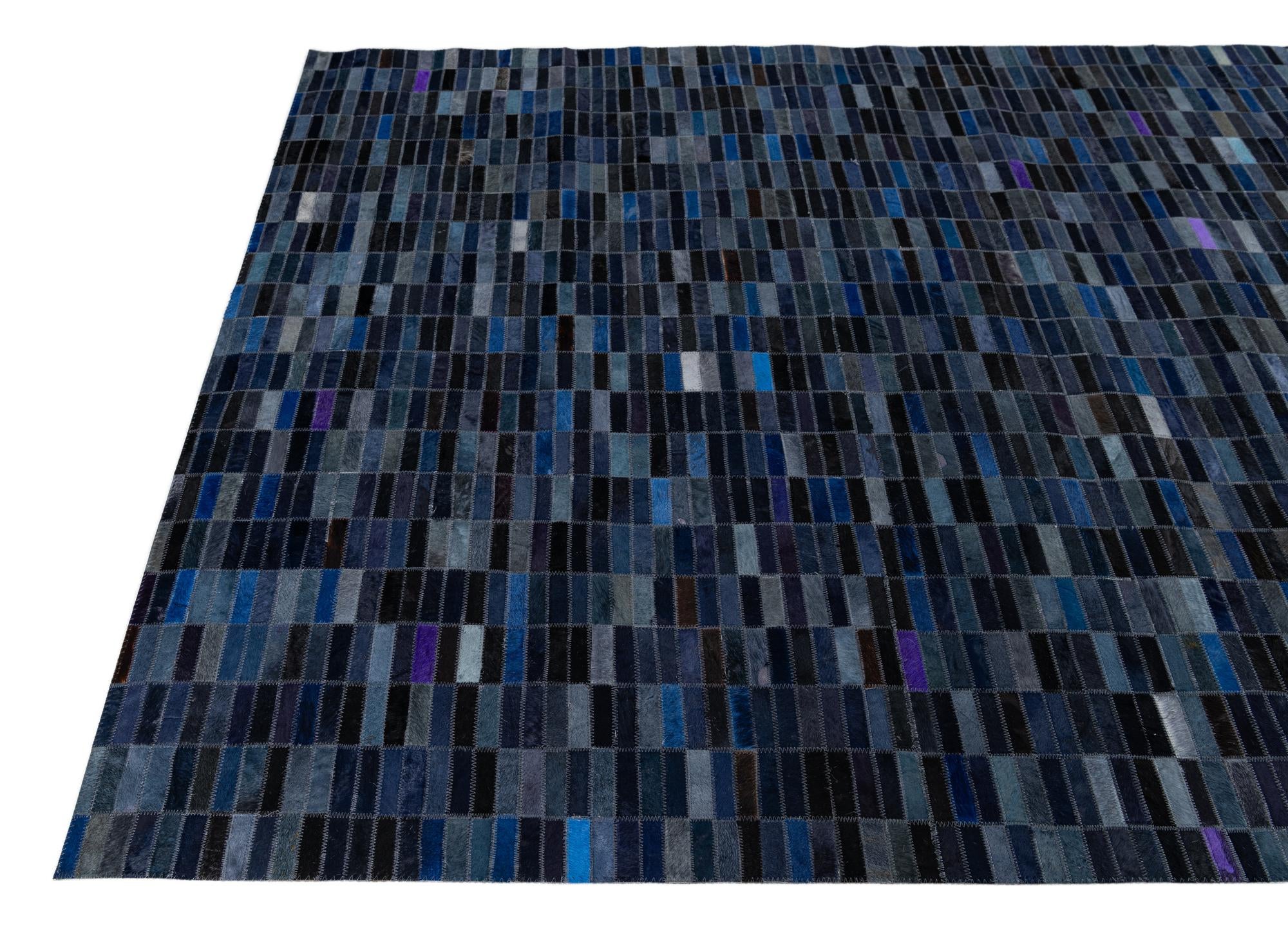 5' 2 x 7' 10 Cowhide Leather Rug