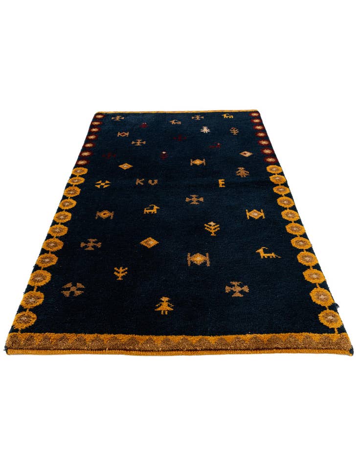 Detail image of 3' x 4' 11 Hand Knotted Gabbeh Wool Rug