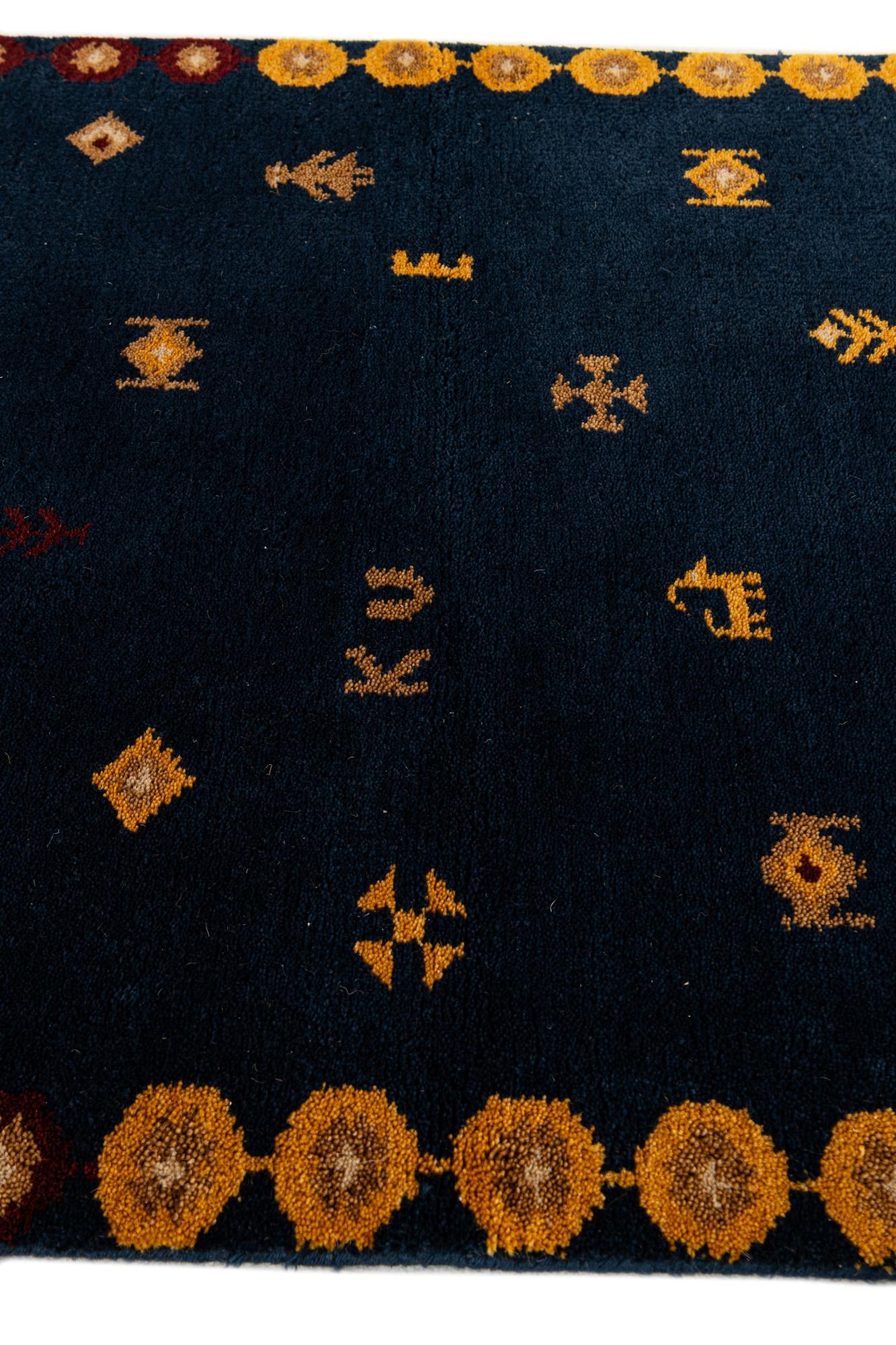 3' x 4' 11 Hand Knotted Gabbeh Wool Rug
