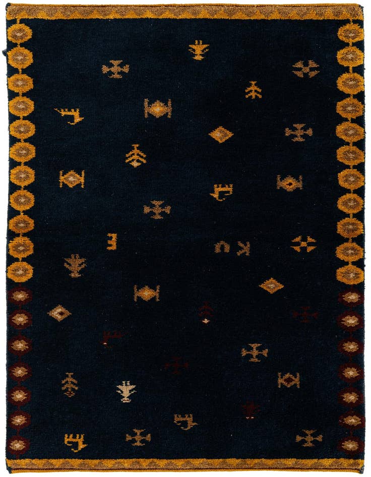 Detail image of 3' x 4' 11 Hand Knotted Gabbeh Wool Rug
