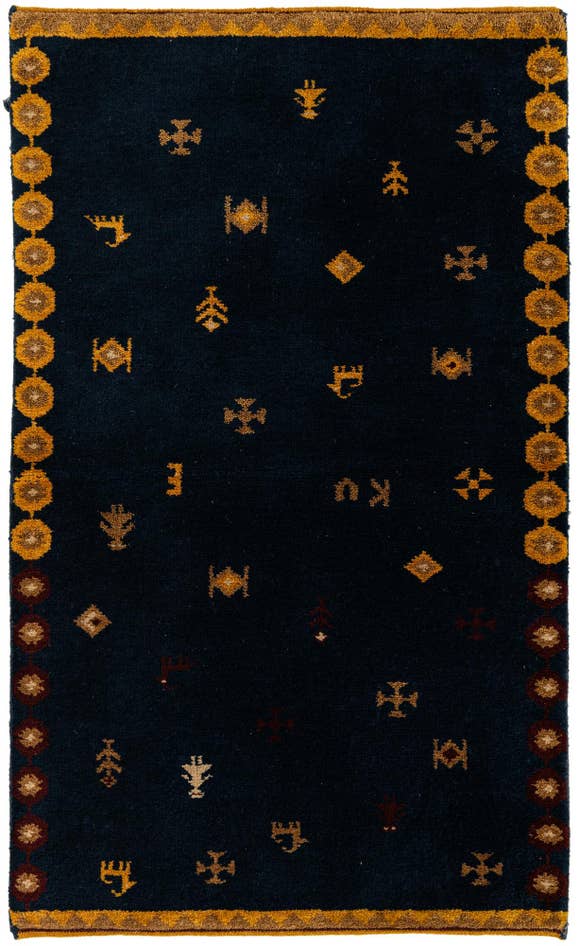 Detail image of 3' x 4' 11 Hand Knotted Gabbeh Wool Rug