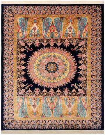 6' 7 x 9' 10 Ghom Design Rug