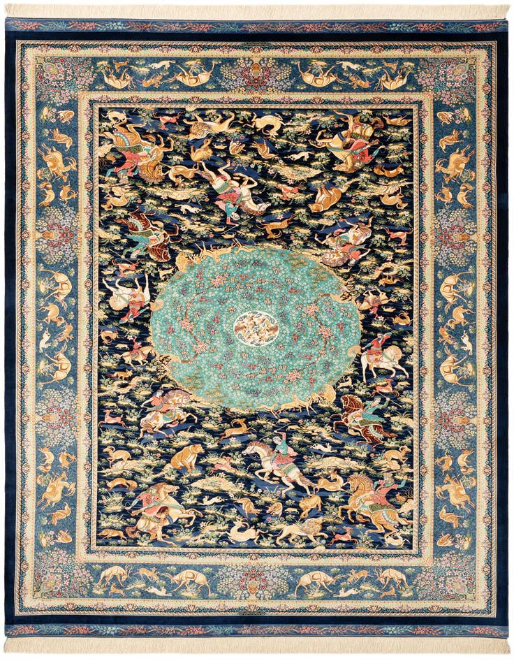 Detail image of 6' 6 x 9' 8 Ghom Design Rug