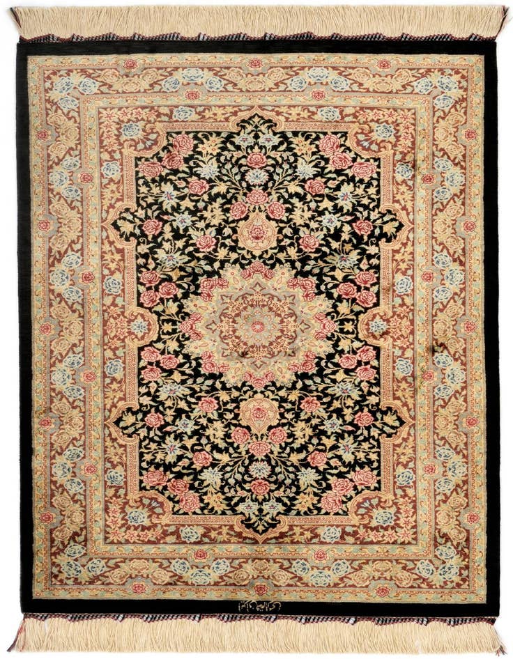 Detail image of 2' 7 x 3' 10 Ghom Silk Rug