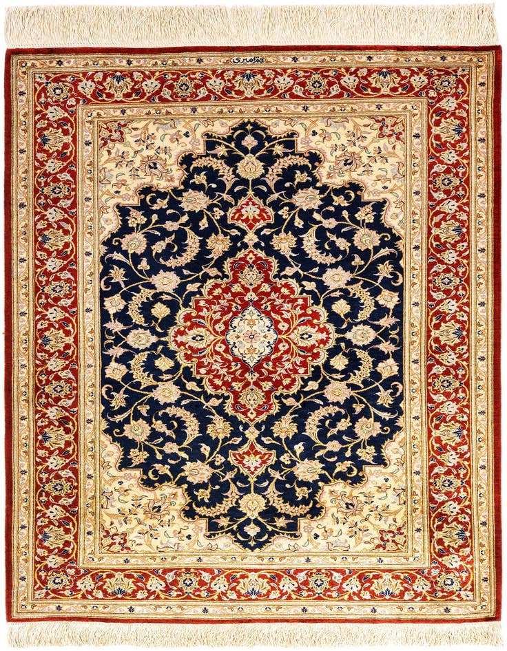 Detail image of 2' 7 x 4' Ghom Silk Rug