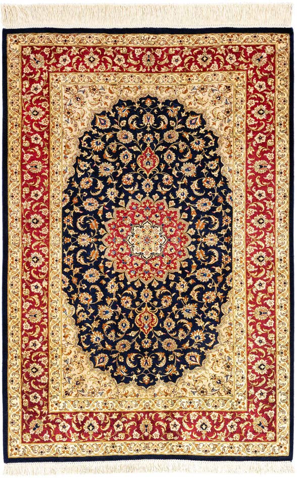 Detail image of 2' 7 x 4' Ghom Silk Rug
