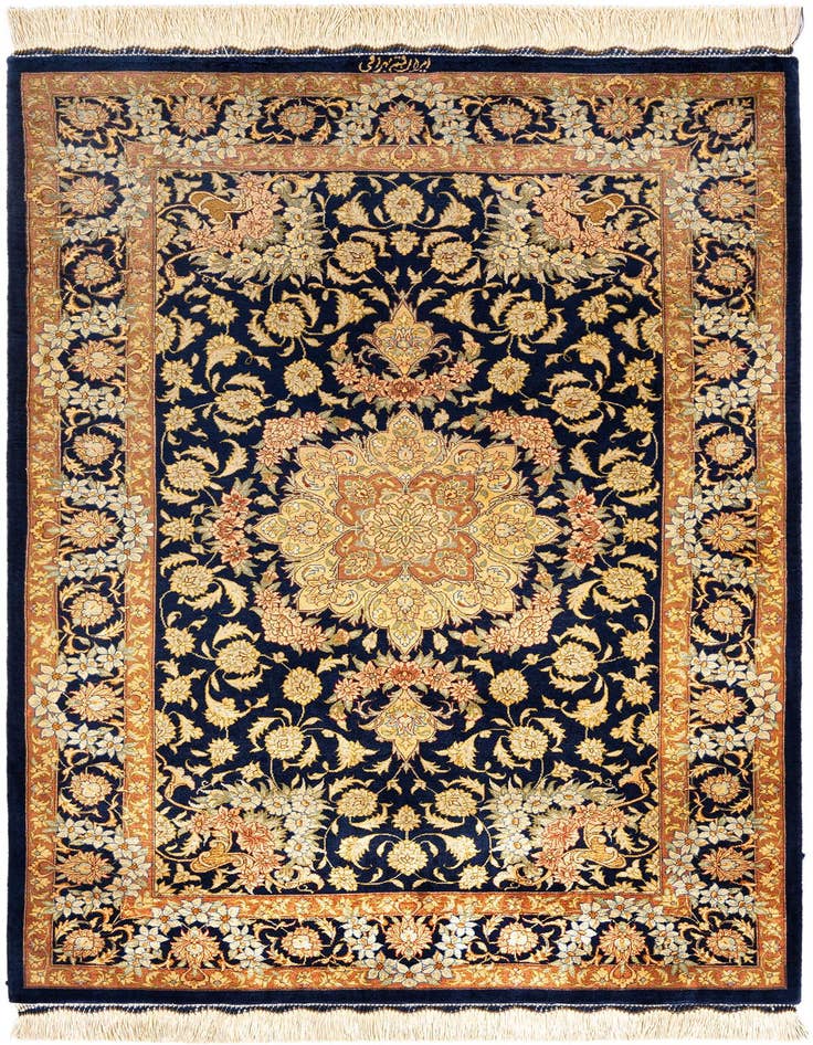 Detail image of 2' 7 x 4' 1 Ghom Silk Rug