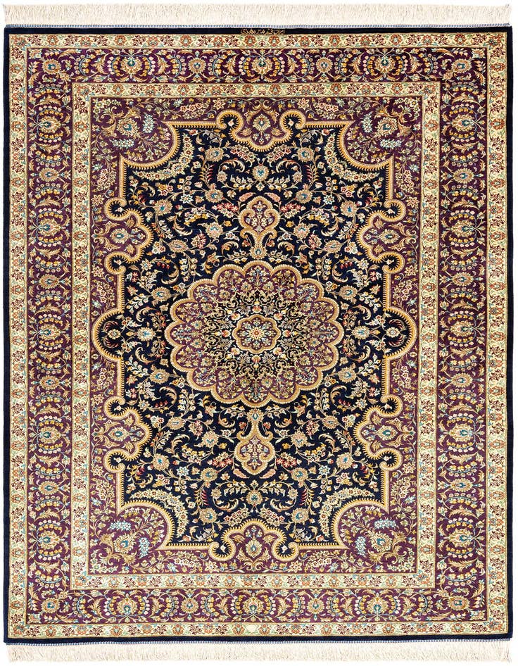 Detail image of 4' 4 x 6' 6 Ghom Silk Rug