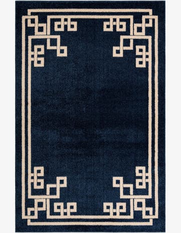 Dark Blue Greek Key Rug
