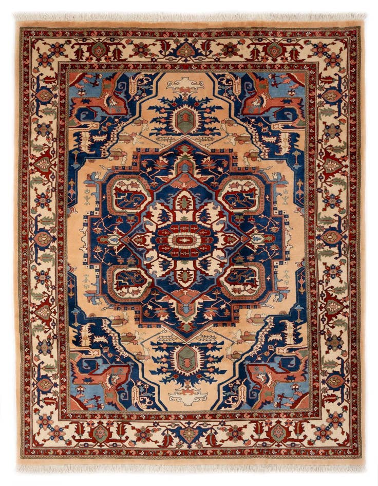 Detail image of 6' 7 x 9' 8 Hand Knotted Indo Tabriz Wool Rug