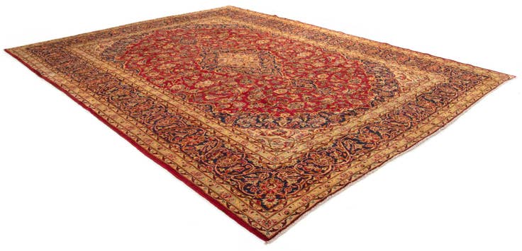Detail image of 9' 9 x 13' Hand Knotted Kashan Persian Wool Rug