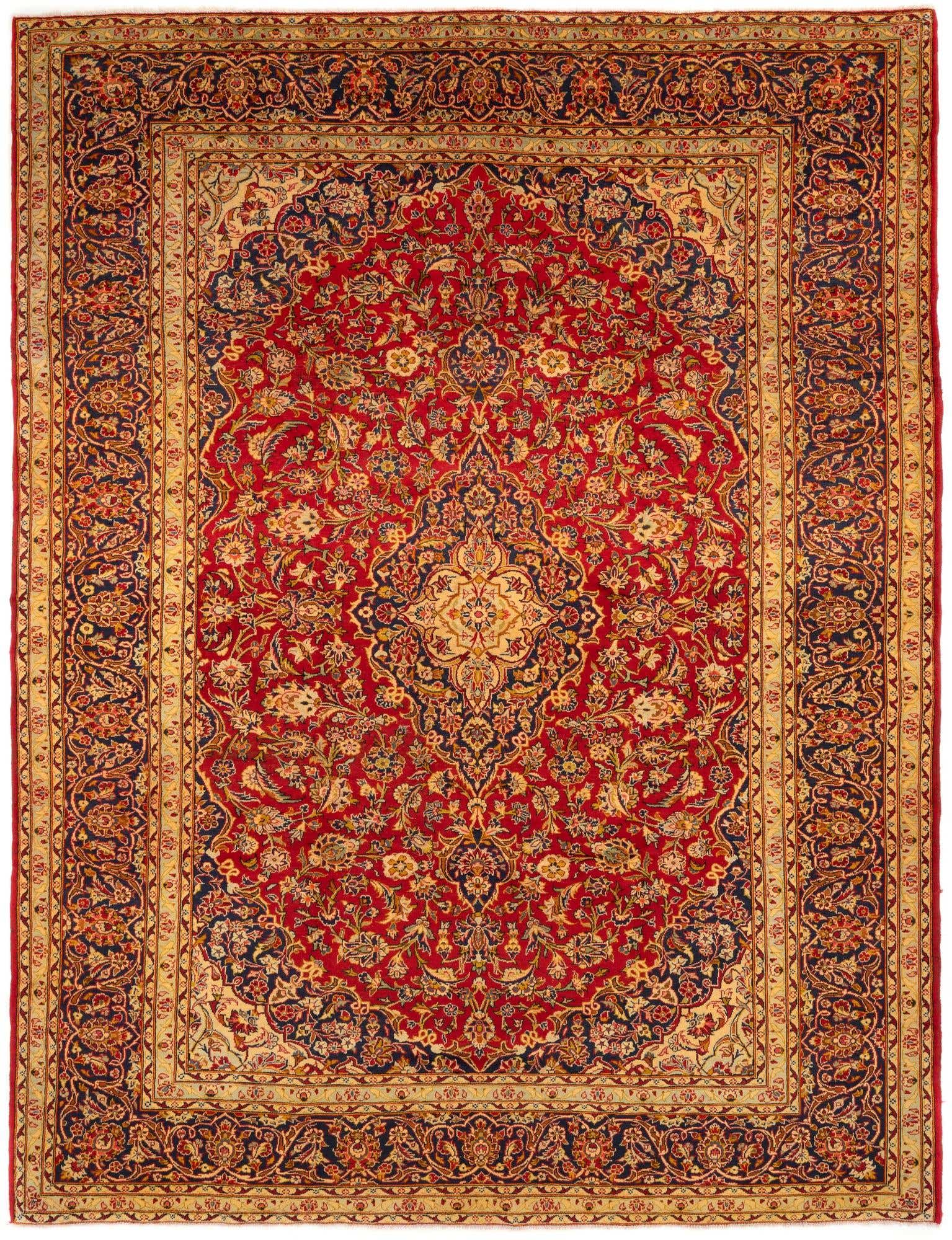 9' 9 x 13' Hand Knotted Kashan Persian Wool Rug