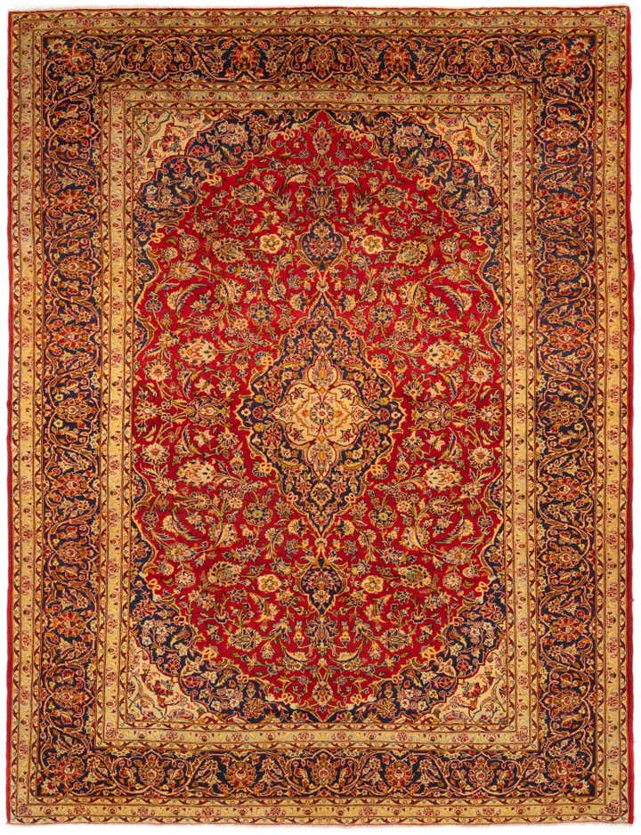 9' 9 x 13' Hand Knotted Kashan Persian Wool Rug