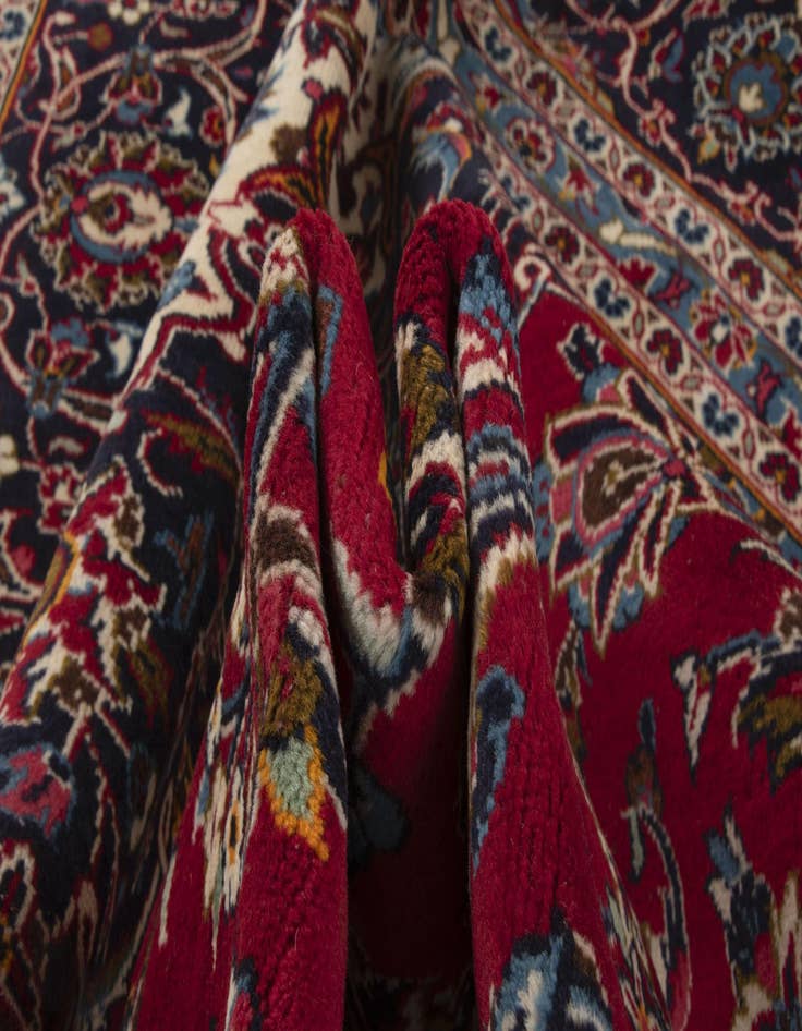 Detail image of 9' 9 x 13' 8  Hand Knotted Kashan Persian Wool Rug