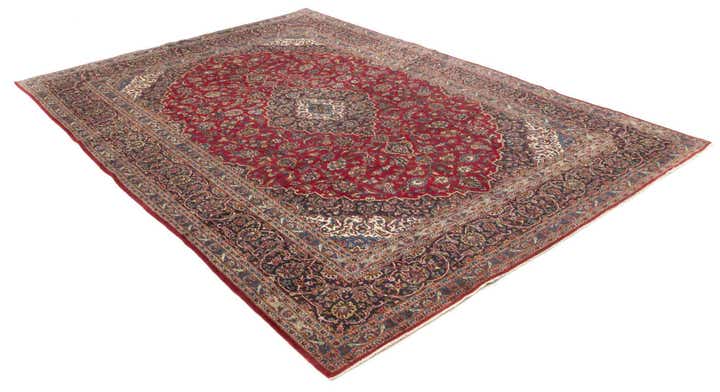 9' 4 x 12' 7 Hand Knotted Kashan Persian Wool Rug