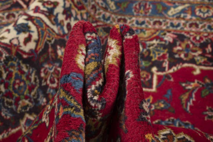 Detail image of 9' 4 x 12' 7 Hand Knotted Kashan Persian Wool Rug