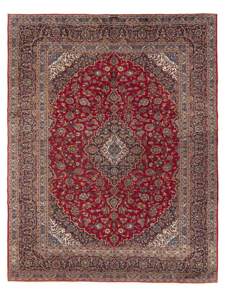 Detail image of 9' 4 x 12' 7 Hand Knotted Kashan Persian Wool Rug