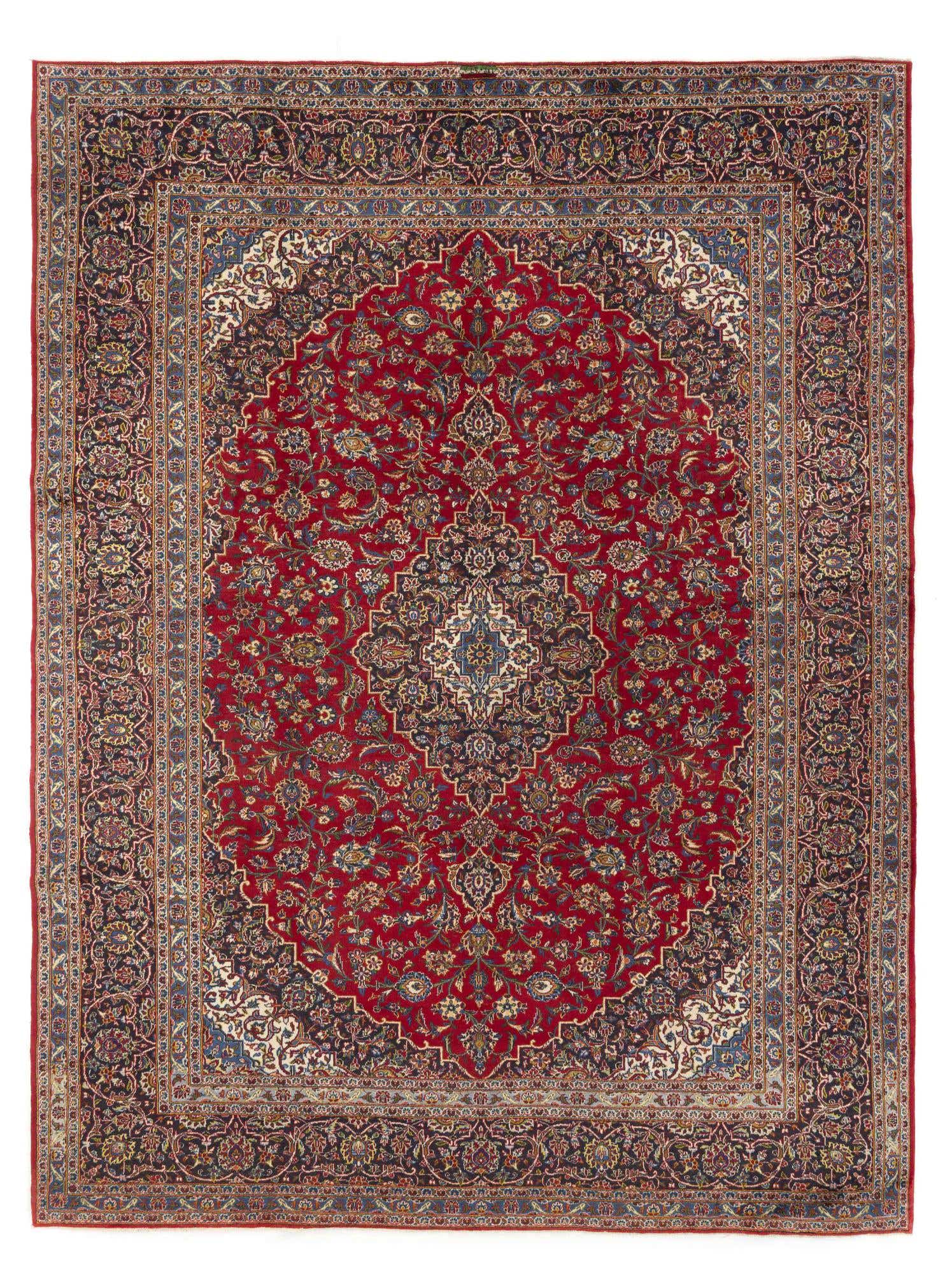 9' 4 x 12' 7 Hand Knotted Kashan Persian Wool Rug