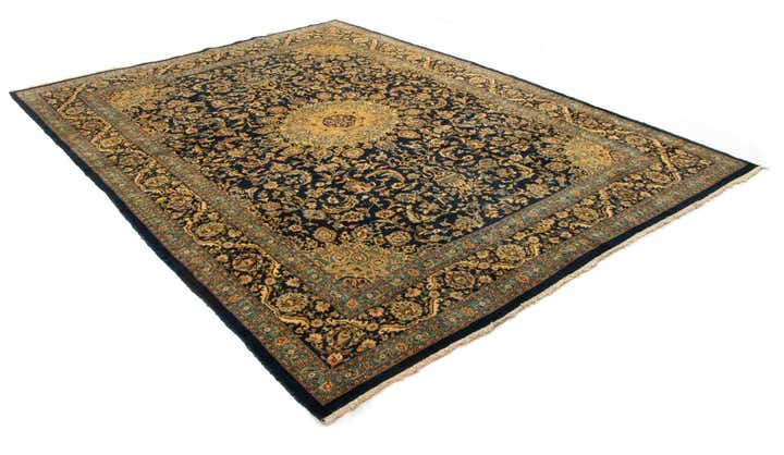10' 1 x 13' Hand Knotted Kashan Persian Wool Rug