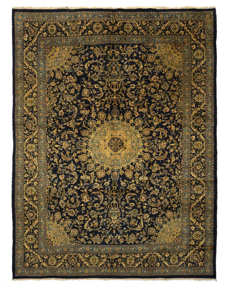 10' 1 x 13' Hand Knotted Kashan Persian Wool Rug
