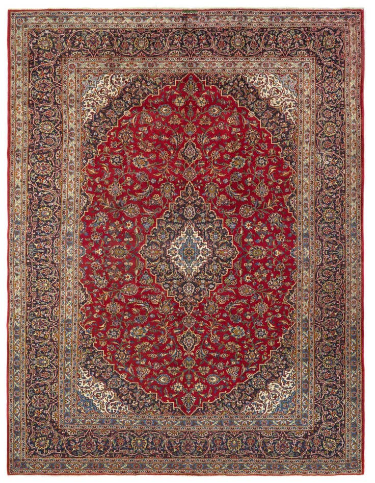 Detail image of 9' 3 x 12' 9 Hand Knotted Kashan Persian Wool Rug