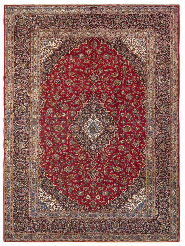 Detail image of 9' 3 x 12' 9 Hand Knotted Kashan Persian Wool Rug