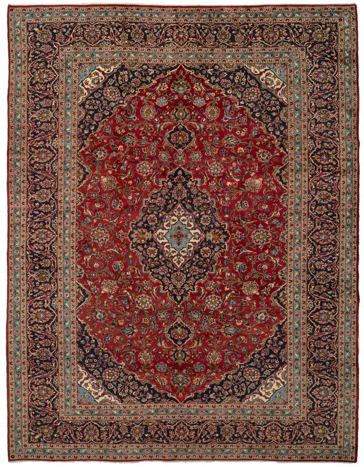 Detail image of 9' 5 x 12' 10 Hand Knotted Kashan Persian Wool Rug