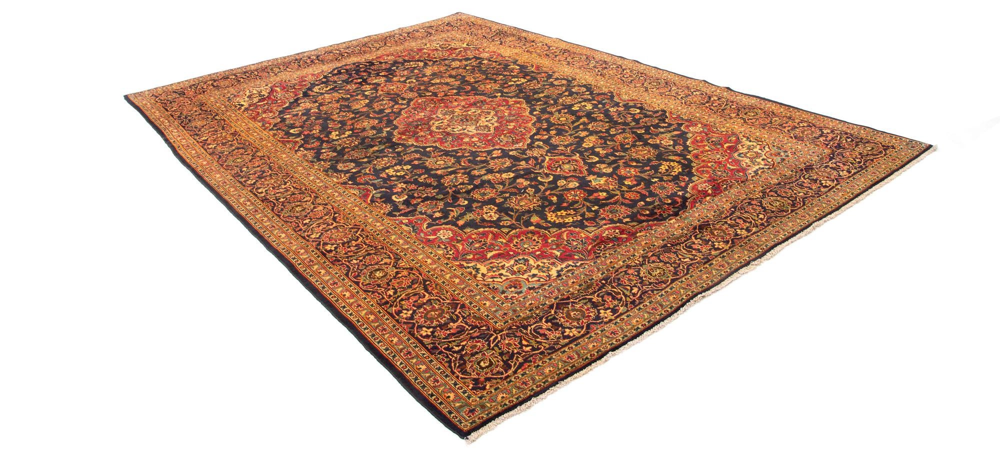 9' 7 x 13' 7 Hand Knotted Kashan Persian Wool Rug