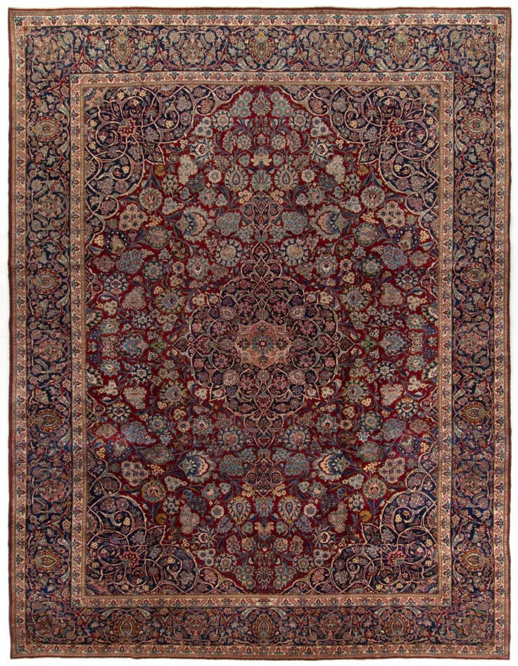 Detail image of 8' 10 x 12' 4 Hand Knotted Kashan Persian Wool Rug