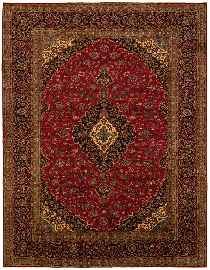 Detail image of 8' 3 x 11' 5 Hand Knotted Kashan Persian Rug