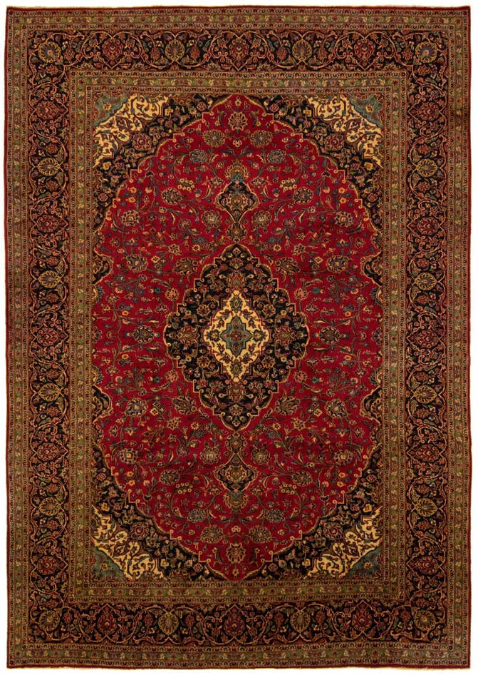 Detail image of 8' 3 x 11' 5 Hand Knotted Kashan Persian Rug