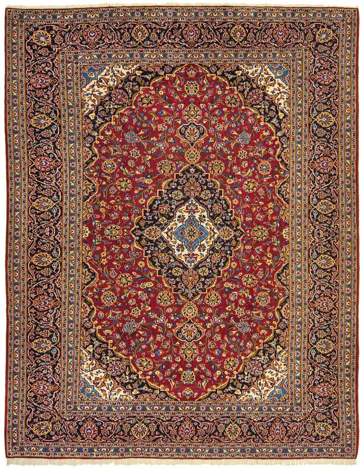 Detail image of 9' 11 x 12' 10 Hand Knotted Kashan Persian Wool Rug
