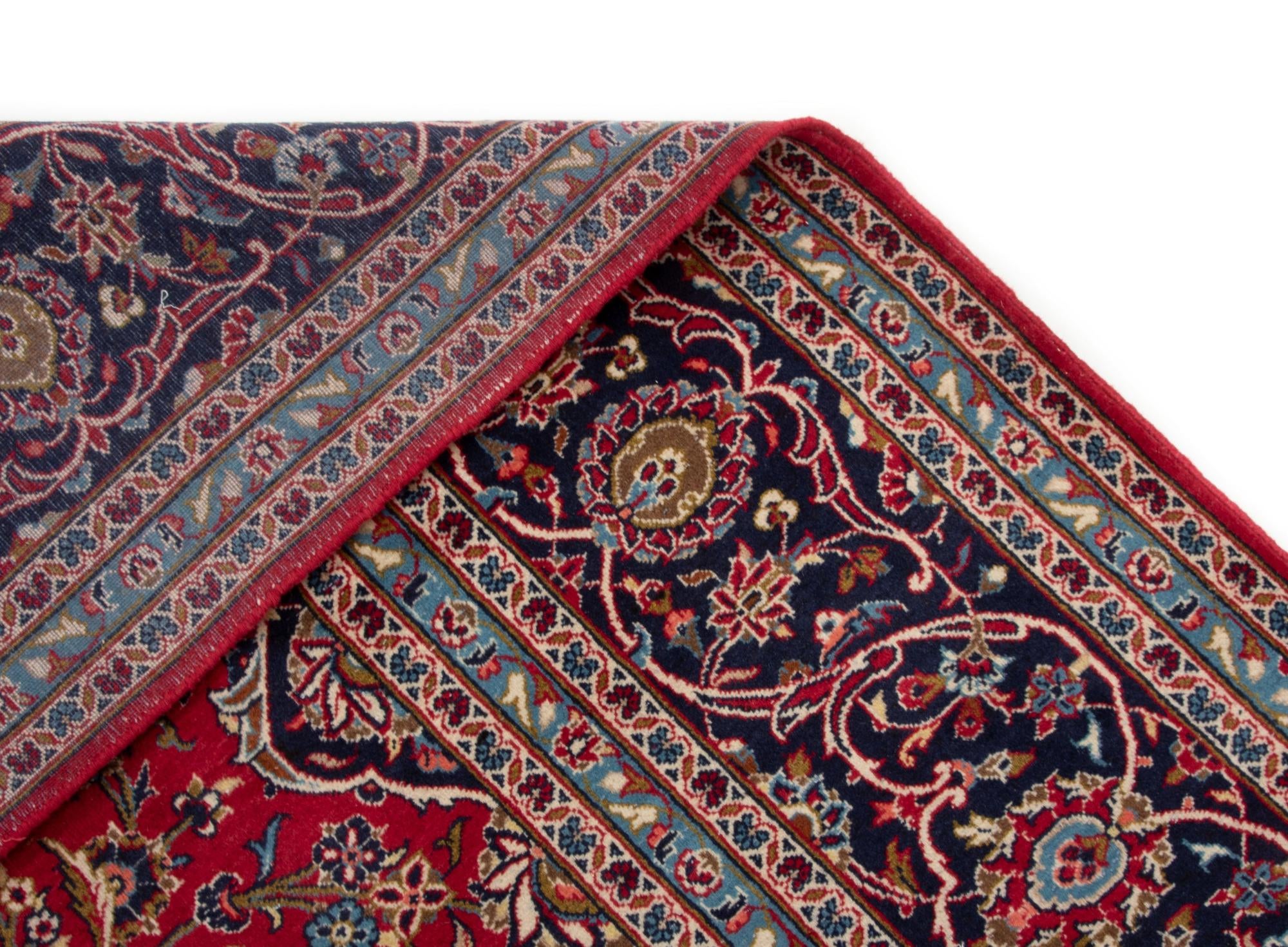9' 8 x 13' 5 Hand Knotted Kashan Persian Wool Rug