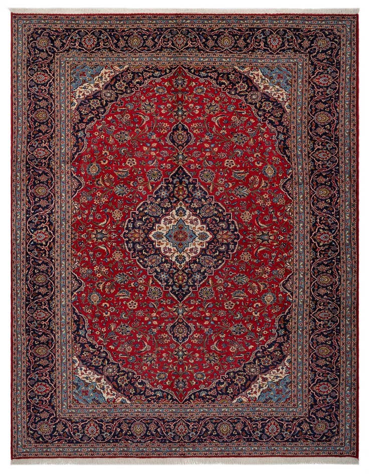 Detail image of 9' 8 x 13' 5 Hand Knotted Kashan Persian Wool Rug