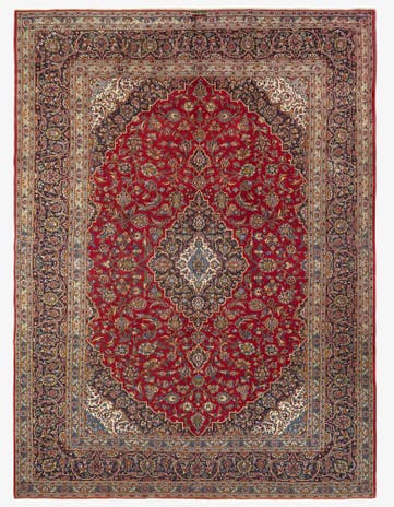 9' 3 x 12' 9 Hand Knotted Kashan Persian Wool Rug