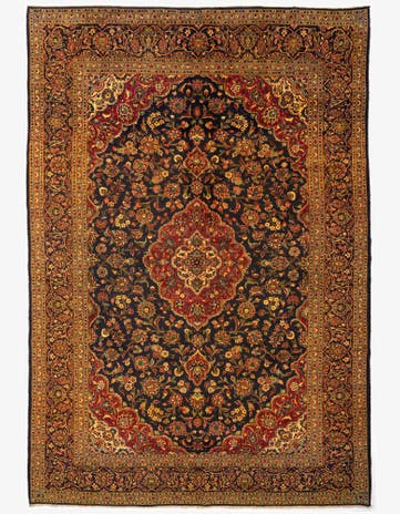 9' 7 x 13' 7 Hand Knotted Kashan Persian Wool Rug