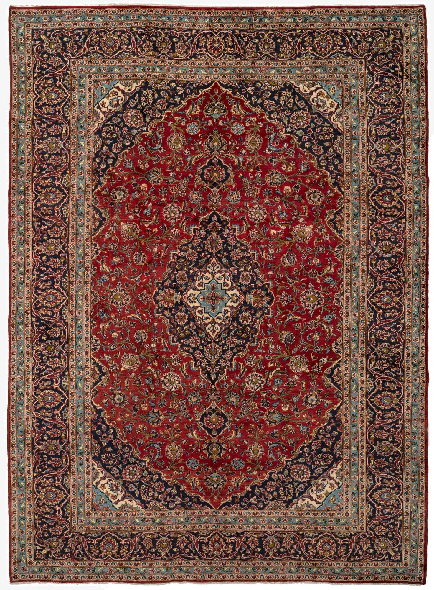 9' 5 x 12' 10  Hand Knotted Kashan Persian Wool Rug