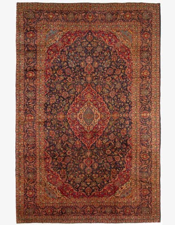 9' 6 x 14' 11 Hand Knotted Kashan Persian Wool Rug