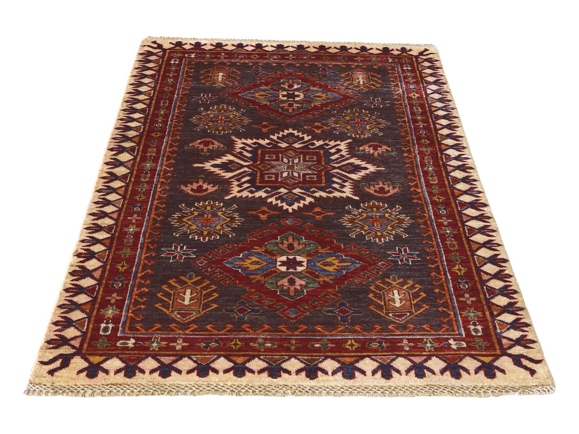3' 5 x 5' 2 Hand Knotted Kazak Rug