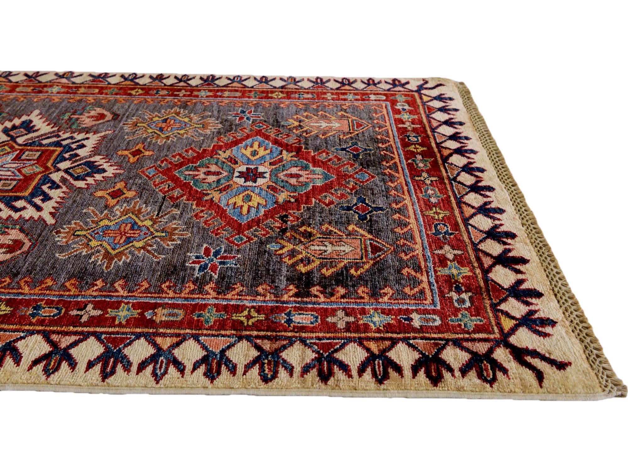 3' 5 x 5' 2 Hand Knotted Kazak Rug