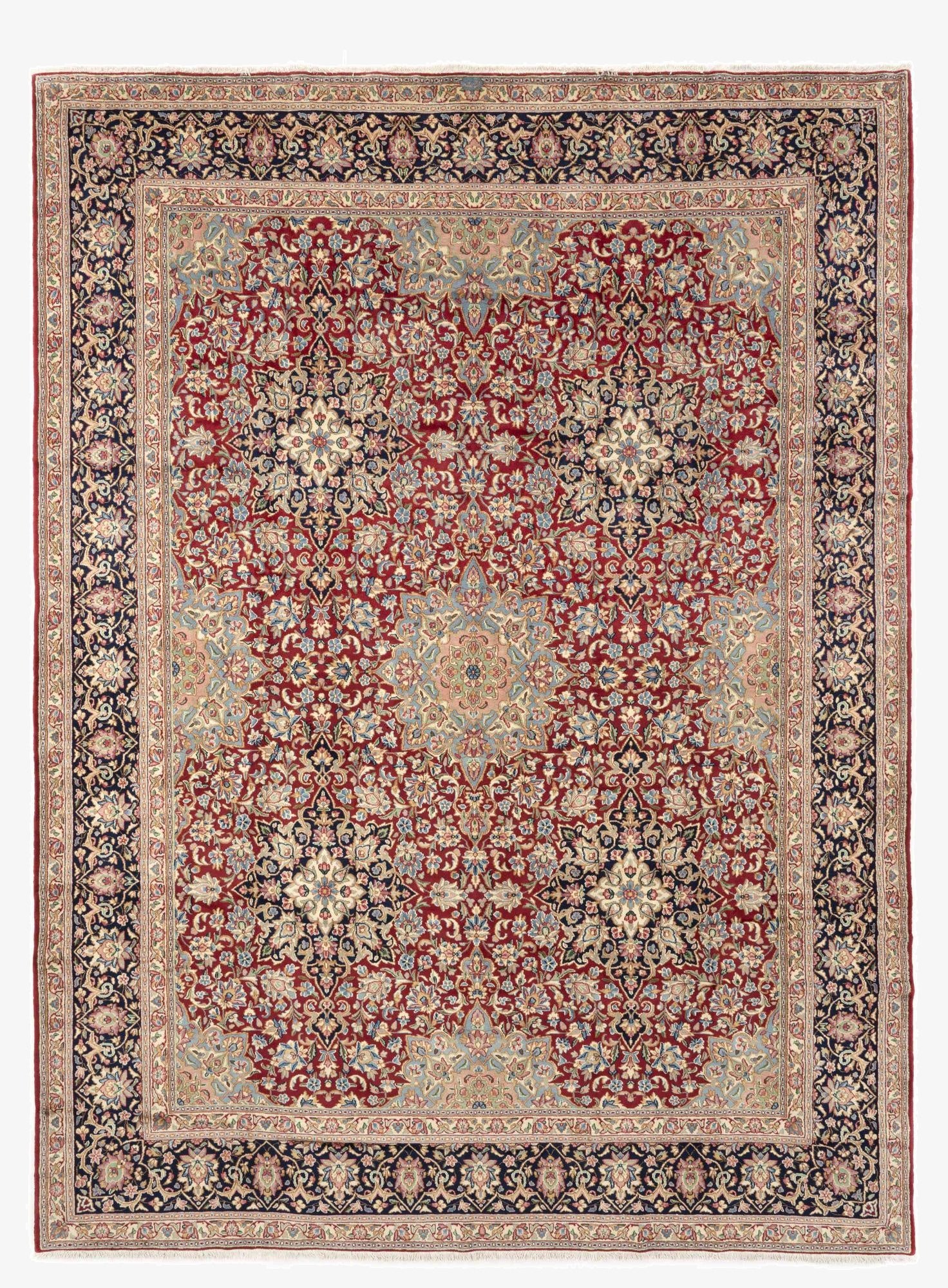 9' 3 x 12' 8  Hand Knotted Kerman Persian Wool Rug