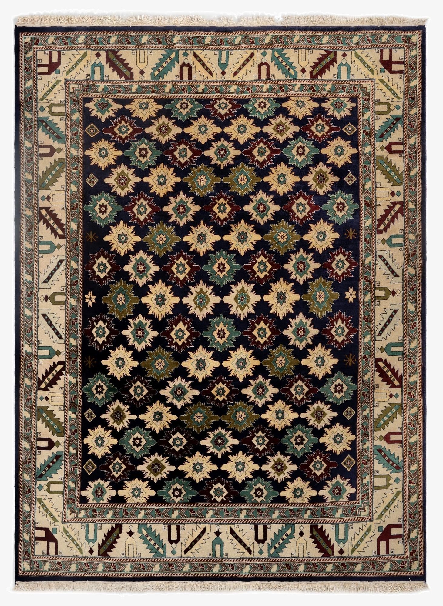 8' 1 x 10' 11  Hand Knotted Lesghi Wool Rug