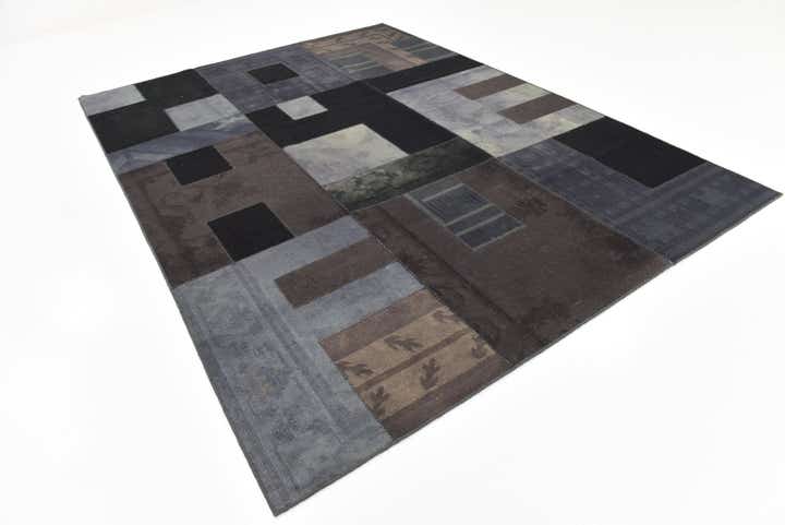 7' 2 x 9' 10 Hand Woven Patchwork Wool Rug