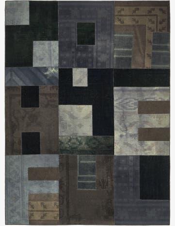 7' 2 x 9' 10 Hand Woven Patchwork Wool Rug