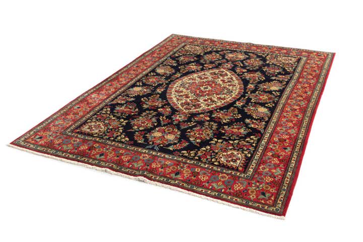 6' 7 x 9' 8 Hand Knotted Qom Persian Rug