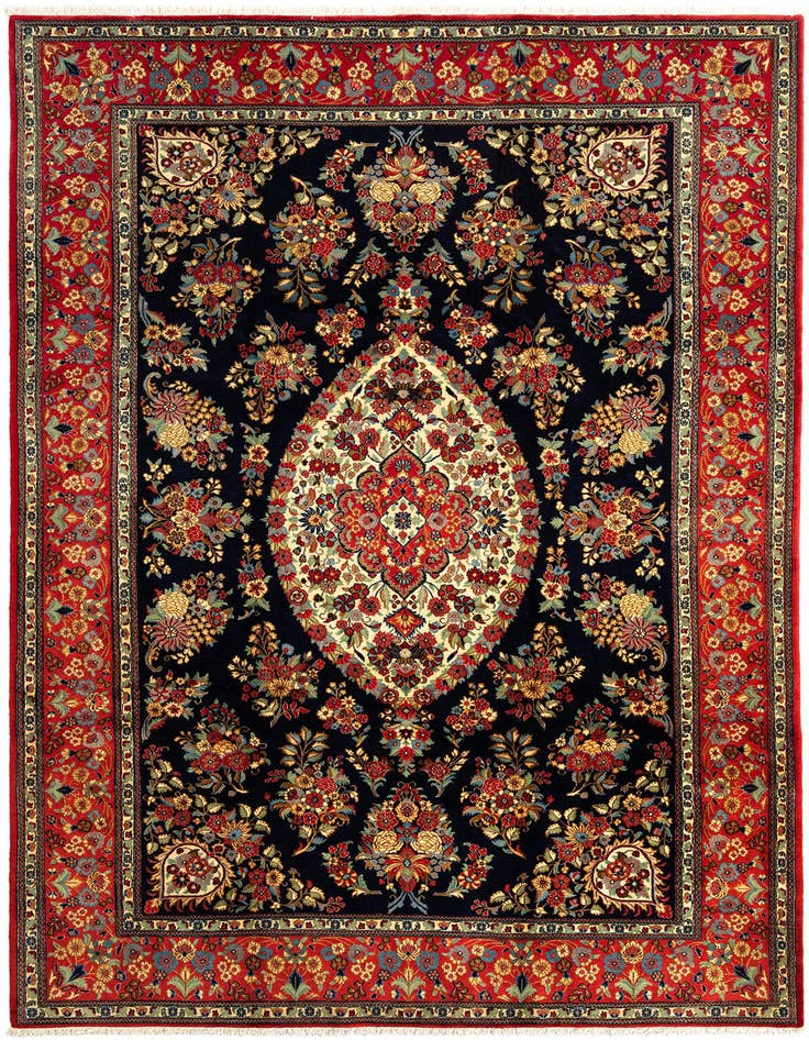 Detail image of 6' 7 x 9' 8 Hand Knotted Qom Persian Rug