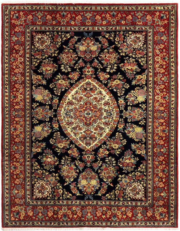 Detail image of 6' 8 x 10' Hand Knotted Qom Persian Rug
