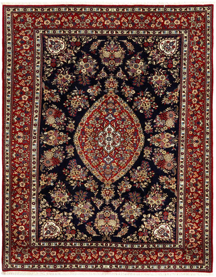 Detail image of 6' 6 x 10' Hand Knotted Qom Persian Rug